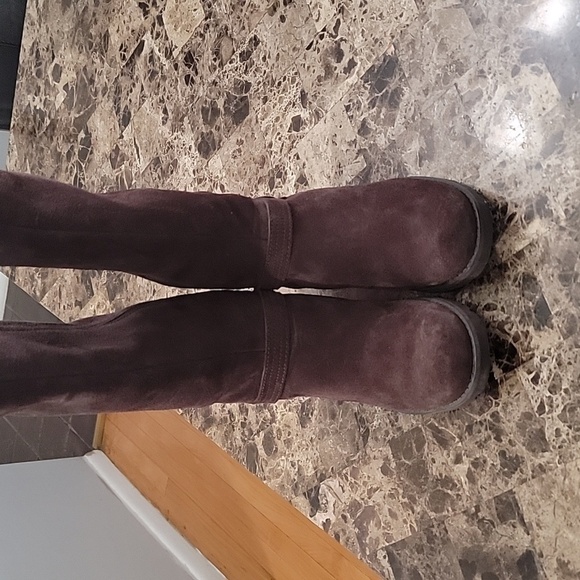 UGG Jillian Shearling Knee Boots Suede Leather Tall Brown Sheepskin Wint… - Picture 5 of 10